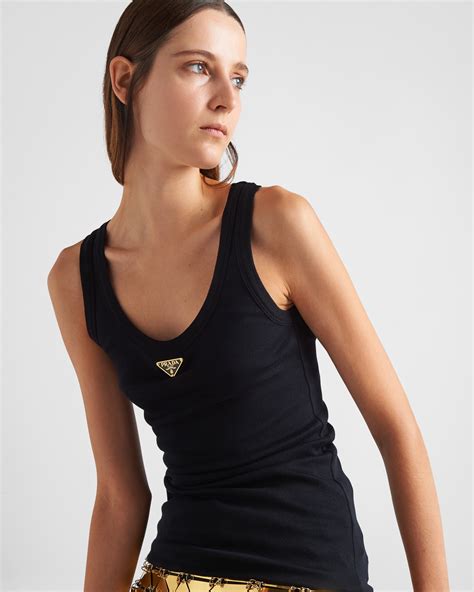 prada jersey tank top|Prada ribbed jersey tank top.